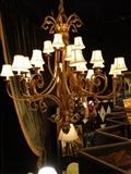 HUGE ORNATE GOLD FINISH METAL CHANDELIER