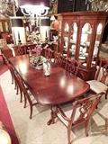 THOMASVILLE CHIPPENDALE STYLE DINING TABLE, WITH MATCHING BREAKFRONT AND SIDEBOARD SOLD SEPARATELY