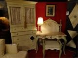 FRENCH STYLE TWIN BEDROOM SET WITH TRUNDLE BED, VANITY, AND ARMOIRE