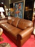 BROWN LEATHER SOFA, TRANSITIONAL DESIGN, EXCELLENT CONDITION, 2 AVAILABLE!