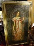 OIL ON CANVAS, MAIDEN WITH FLOWERS