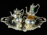 SOLID STERLING SILVER TEA SET, OVER 5840 GRAMS