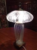 ETCHED CRYSTAL TABLE LAMP WITH MUSHROOM SHADE