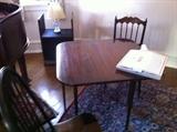 Swivel Top 1920s Game Table and Caned Side Chairs