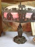 Antique slag glass lamp