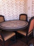                                     patio table has 6 chairs (4 shown)