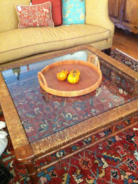                                  glass top table reveals beautiful rug