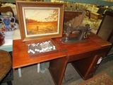 vintage mahogany sewing machine and cabinet