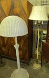 Victorian white wicker floor lamp