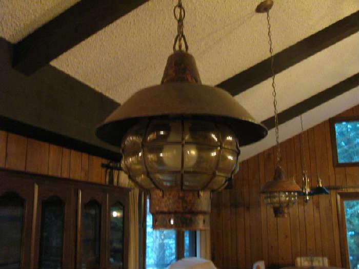 Many hanging light, outdoor lights, and table lamps