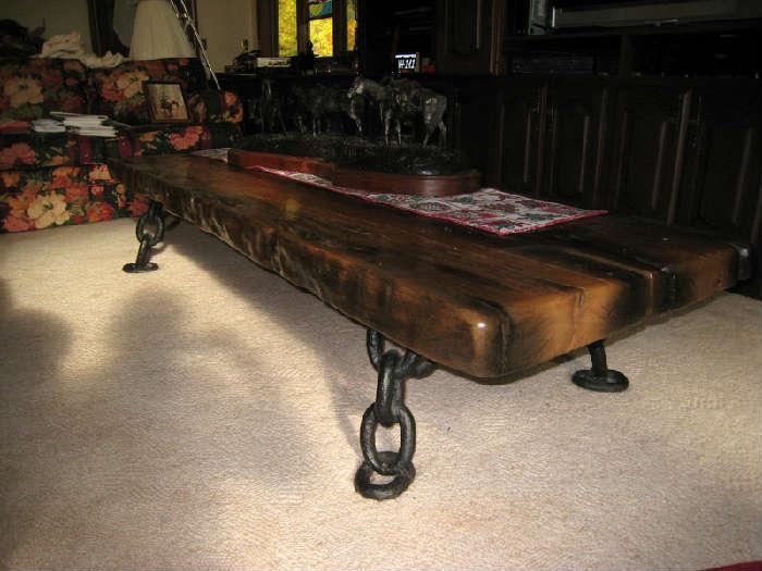 Coffee table made from a piece of recovered shipwreck 7ft. x 30in