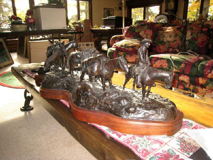 "The Packer"- Bronze by John P. Klassen between 1888-1975...this piece done in 1970.  Artist ran the art department in Bluffton College in Ohio.  He worked mostly on comission