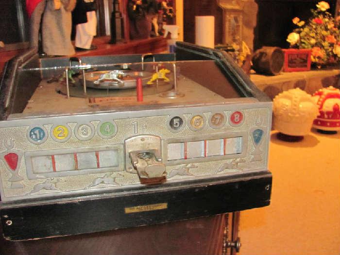 King's Horses Penny Racing Game. This works...but needs a "tune-up".  It is AWESOME!!!  You don't see too many of these around and in descent condition.  