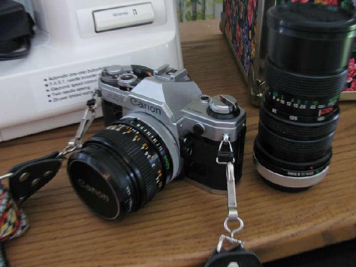 Vintage Canon AE-1 Camera with additional Vivitar lens