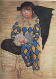 Pablo Picasso "Paul As Harlequin" From the Collection Domaine Picasso, Estate Signed (Pencil) Lithograph 108/500. Unframed: 19.5"W x 25"L