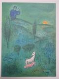 Marc Chagall color lithograph printed in Germany. Approximate 9.5x11 in