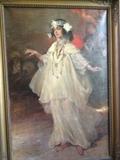 ANTIQUE OIL ON CANVAS ,KNOWN ARTIST MAX TILKE, SIGNED/DATED, 35.5 X 24, Arabian Dancing Girl, Born in Breslau (Wrocław), Prussian Silesia, he entered the Berlin Academy of Arts in 1886 and, as a student, traveled in Italy and Tunisia in 1890. After graduating from the Academy, he worked first in Berlin as an artist/decorator and then at the Prado in Madrid as a copyist. This period had a great influence on the formation of Tilke_s work. After Spain, he worked in Paris as an illustrator in 1900. At this point, he was already known for having knowledge on costumes. Returning to Berlin, he began to paint works of historical costumes, which gained him a reputation among the authorities and in high society. In 1911, at the Lipperheide Costume Library of the Berlin Kunstgewerbe Museum, Tilke had an exhibition of his first collection. The exhibition was so well received that it was purchased for the library with state monies.
