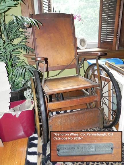 Wheelchair from Railroad depo. Plaque "Gendron Wheel Co. Perrysburgh, OH Catalog No 265N"