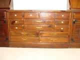 Ethan Allen American Traditional Antiqued Pine Furniture: Dresser/Chest; Buffet w/Hutch (2 ea.)