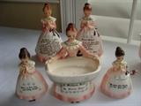 Kitchen Prayer Lady Figurines: including Kitchen Prayer Lady Teapot, Cream and Sugar Figurines