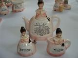 Kitchen Prayer Lady Teapot, Cream and Sugar Figurines