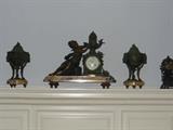Late 19th. C. French Mantle Clock & Garniture by J. Freres.