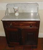 Victorian Marble-Top Oak Washstand.