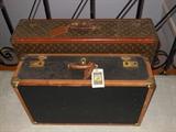 Vintage Louis Vuitton Suitcase; Vintage Leather-Trim Suitcase