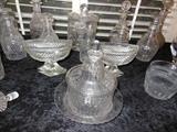 Collection of Fine Anglo-Irish Cut Crystal including a 3-piece Butter Dish (foreground).