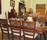 Dining table with 6 sun-burst back chairs