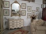 Lady Fru-Fru french style mirror, chest, sofa, prints