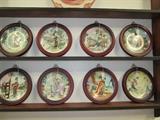 Asian Storybook Character plates in wood frames