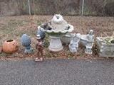 Garden items incl. concrete fountain, etc