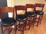 ~ TALL BACK, SWIVEL BAR STOOLS w/ LEATHER SEATS! CLEAN! ~