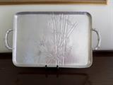 Lg. Retro BAMBOO Etched Aluminum Serving Tray