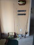 Fishing Rods and Reels, Tackle Box.  Being Sold as 1 lot