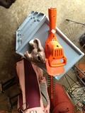 Hedge trimmer, plastic drawers and other garage and gardening items