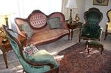 Victorian sofa, pair of Victorian chairs