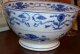 Blue and white German punch bowl, Villeroy & Bosch