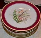 8 unmarked, botanical luncheon plates