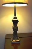 Unusual gilded brass column lamp