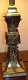 Unusual brass columnar lamp