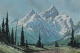 Lot 1250:  KERSWILL, Roy J.W., (American, 1925-2002): ''Spring in the Tetons'', Oil/Canvas, 24'' x 36'',signed lower right, original label affixed verso, commission by longtime friend and former classmate of Kerswill, original carved and painted frame with minor wear 33'' x 45''. Est. $400/600**