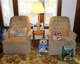 Nice Pair of Recliners, Lighted End Table, Christmas Houses, Heritage Lace curtains through out house are for sale also.