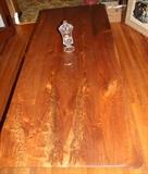Handcrafted, One of a Kind Black Walnut Dining Table with Beautiful Grain. Fostoria Coin Tall Candy Jar