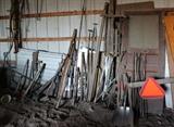 Vintage wood and iron Hand Tools, Scythes and old Farmhouse and Barn Doors