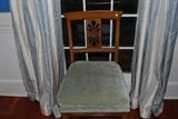 French or English chairs with original sage green velvet upholstered cushion