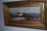Superbly done antique oil painting of seashore landscape