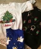 Christmas sweatshirts and turtle necks - fun and in as new condition.