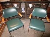 pair of chrome and maple mid-century armchairs